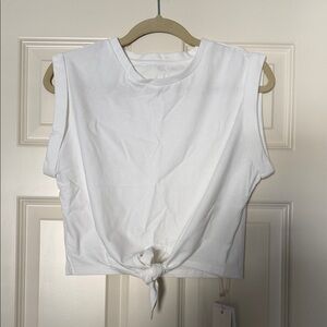 NWT Commense White Tie-Knot Muscle Tee